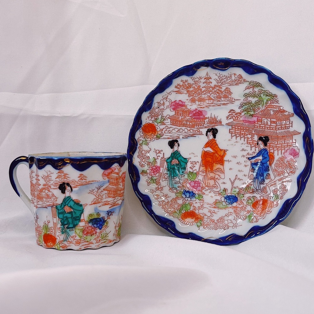 Geisha Girl Japan Nippon Cobalt Coffee Tea